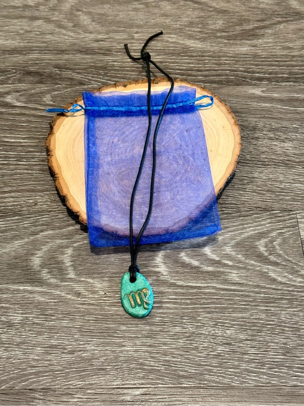 turquoise-colored ceramic pendant necklace astrological sign for Virgo